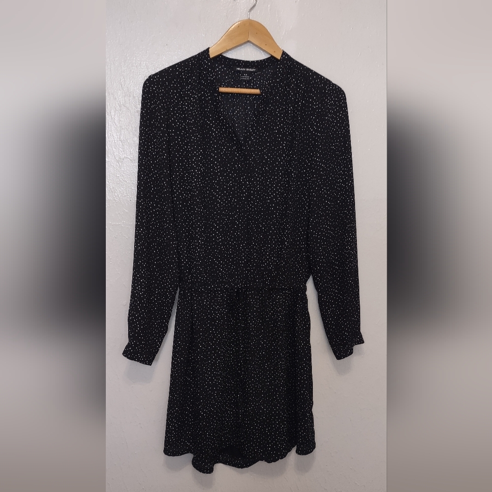Hilary Radley Black Shirt Dress Womens Size M Elastic Drawstring Waist